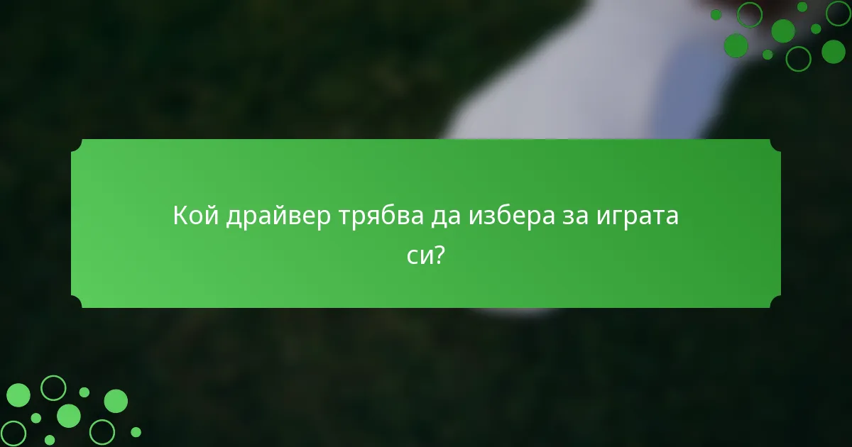 Кой драйвер трябва да избера за играта си?